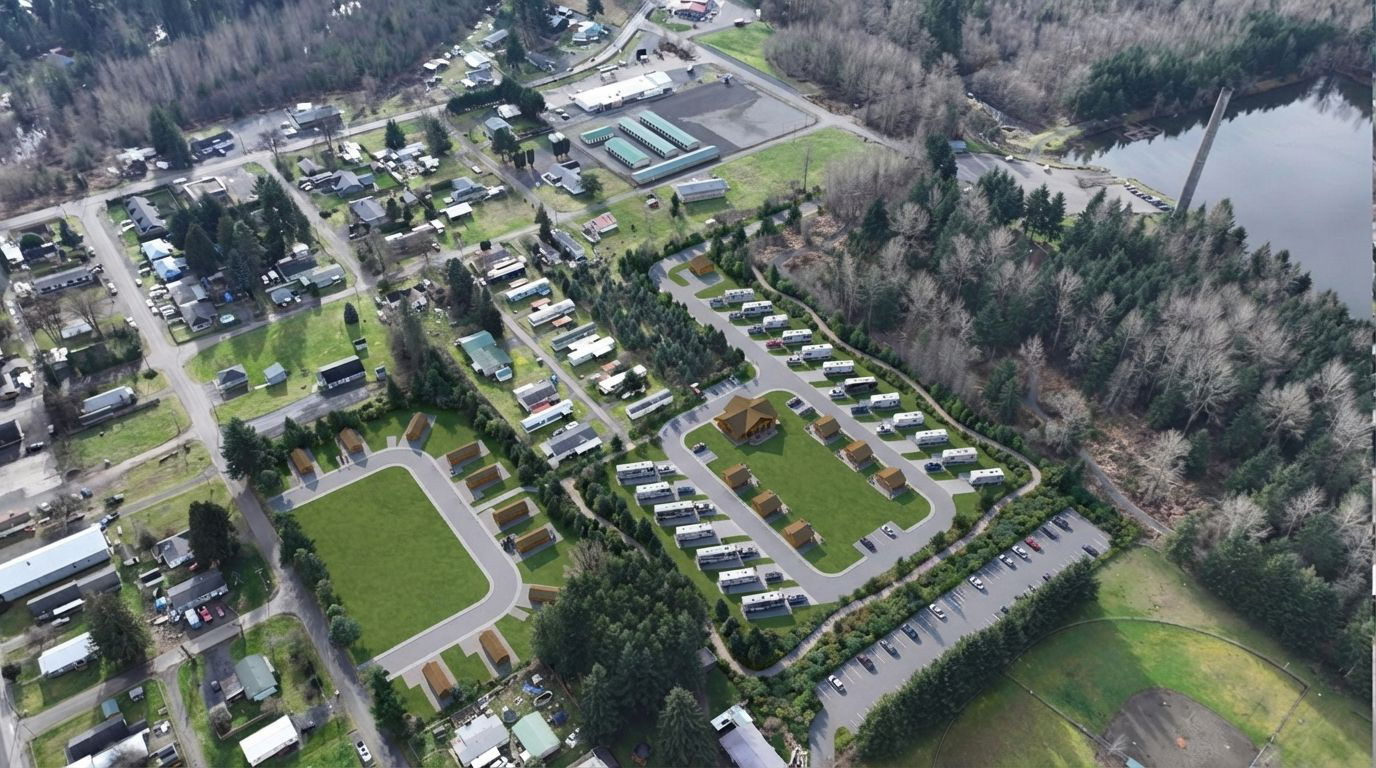Concept rendering of proposed RV and residential areas composited into the original aerial photograph