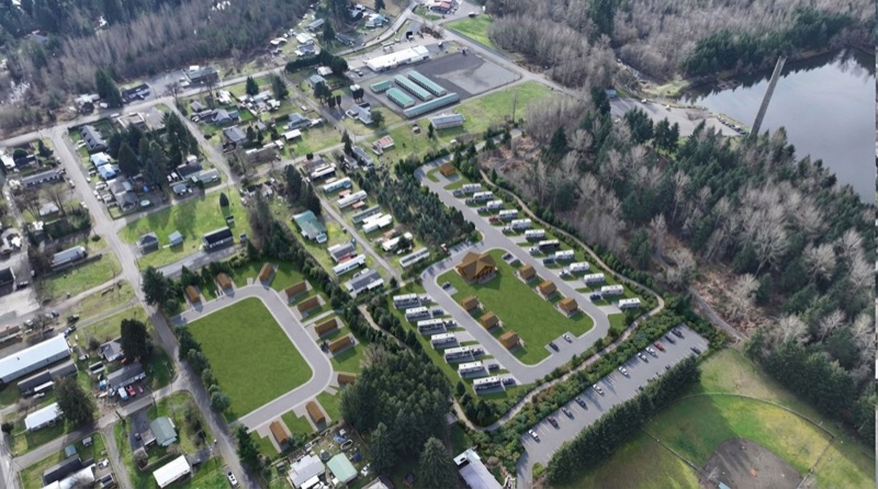 Concept rendering of proposed RV and residential areas composited into the original aerial photograph